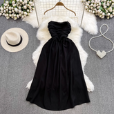 plissiertes mittellanges A-Linien-Sommerkleid