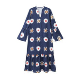 Autumn flower series V-neck long sleeved dress