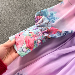 Langes Chiffon-Resortkleid