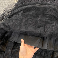 Retro-Tüllkleid mit Trompetenärmeln