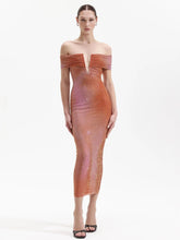 V-Neck Tight Hot Diamond Long Dress