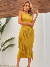 yellow tassel dress hip wrap dress bandage dress