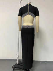 Cross handmade hot diamond hollowed out dinner dress