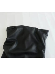 Black Faux Leather Dress Woman Off Shoulder Bodycon Long Dresses Sexy Backless Dress Midi Party Dresses