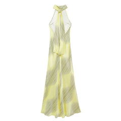 Long satin backless sleeveless dress