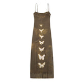 Designer Butterfly Women Sexy Bodycon Fitness Slim Midi Long Club Night Dresses