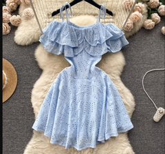 Schulterfreies Rüschenkleid für Damen im Sommer