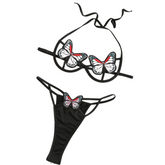 Kostbare bestickte Schmetterlings-Dessous | 2-teiliges Dessous-Set