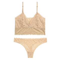 Nahtloses Spitzen-Bralette und Tangas mit niedriger Taille