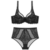 Lace Embroidery Ultra-thin Transparent Push Up Lingerie Set