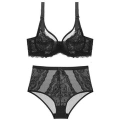 Ultradünnes transparentes Push-Up-Dessous-Set mit Spitzenstickerei