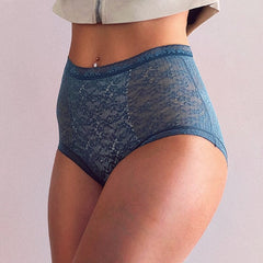 Nahtloser Spitzen-Slip aus Netzstoff mit hoher Taille