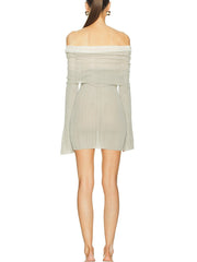 French gentle one shoulder knitted dress with a sexy temperament cinched waist and slimming effect wrapped buttocks short skirt