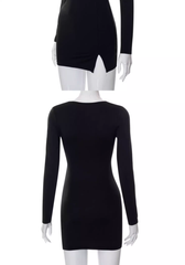 lässiges Kleid mit langen Ärmeln und Hohlsaum