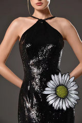 Sunflower Sexy Sleeveless Backless Luxurious Sequined Mesh Splicing Party Long Dress