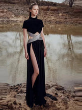 Cross handmade hot diamond hollowed out dinner dress