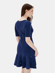 Elegant Dress High Waist A-Line Bandage Dress Solid Classic Sweet Dress