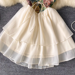 Französisches Retro-Stil Strapskleid Sommerrose bestickte Träger