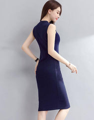 Black Sleeveless Dress Female Simple Dress Cotton