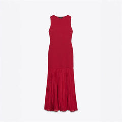Simple temperament knitted sleeveless long dress