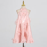 European and American socialite style dress with floral sophistication A-line short skirt