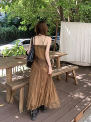 Vintage mesh patchwork slip dresses summer