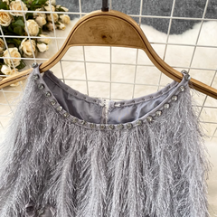 Diamant Neckholder Dreidimensionale Schleife A-Linie Quaste Kurzes Kleid Sommer