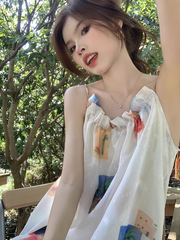 Damen Sommerkleid mit Blumenmuster und Trägern