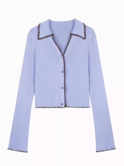 Women's retro contrasting lapel sweater