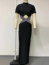 Cross handmade hot diamond hollowed out dinner dress