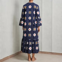 Autumn flower series V-neck long sleeved dress