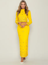 Handmade Beading Short Jacket Skirt Sets Outfits Designer Long Dress Set White Black Yellow Slim Suits Wedding