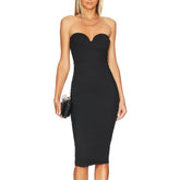 Women Strapless Bodycon Bandage Dress Sexy Sleeveless Backless Celebrity Evening Club Party Midi Dress Vestidos