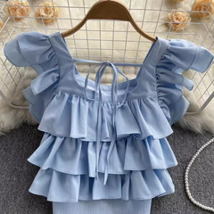 Women's Ruffled Square Collar Blouses