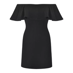 Schulterfreies schwarzes Kleid