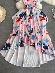 Damen Sommerkleid mit Strapsen und Retro-Print