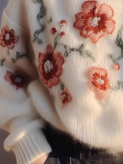 Women's autumn and winter embroidered pullover knitted sweater