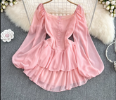 Chiffonkleid mit eckigem Ausschnitt für Damen