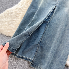 Trägerloses Retro-Jeanskleid