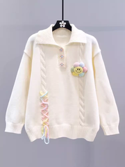 Suéter de cuello polo estilo universitario otoño e invierno.