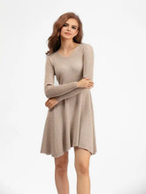 Long Sleeved High Waisted Short Knitted Dress Women Solid High Collar Sweater A-line Dresses Autumn Chic Female Street