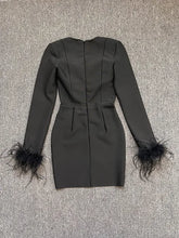 Black White Red Pink Blue Dusty Pink Bandage Feathers Dress