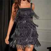 sexy tassel camisole sequin dress