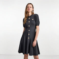 style small fragrant dress with French temperament, niche design, pocket curved bead knitted skirt