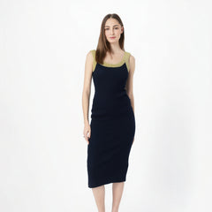 Women Sexy Backless Bodycon Sweater Dress Spring Vintage Gold Sequined Sleeveless Suspender Long Knitted Dress