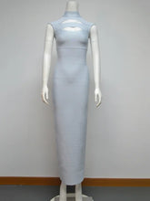 Sleeveless Stand Collar Hollow Bodycon Celebrity Party Club Maxi Dress