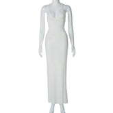 sexy backless strapless hollow knitted dress