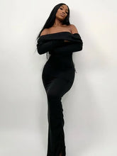 Long Sleeve Backless Maxi Dresses Elegant Sexy Gray Black Knit Dress