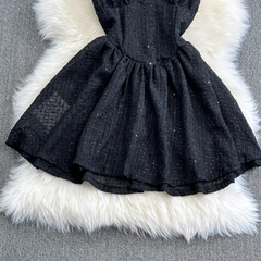 Neckholder tiefer V-Ausschnitt rückenfreies ärmelloses A-Linien-Kurzkleid