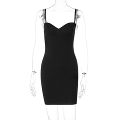 Sommerkleid mit tiefem Ausschnitt und Trägern für Damen